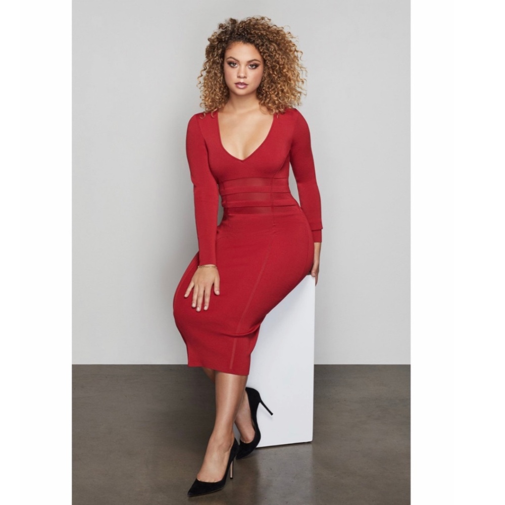 NWT Good American The Low Down Ruby Knit Dress
